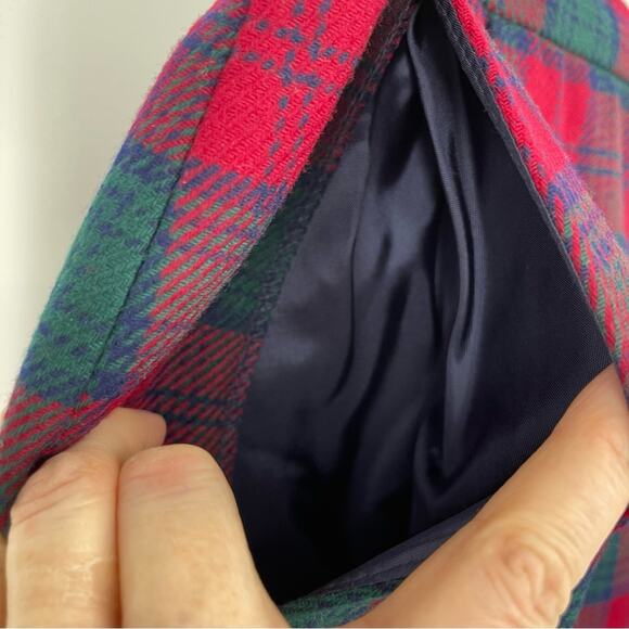 Pendleton Sz 12 Petite Wool Red Green Black Lined Skirt Pleated Pockets Tartan - Picture 7 of 16